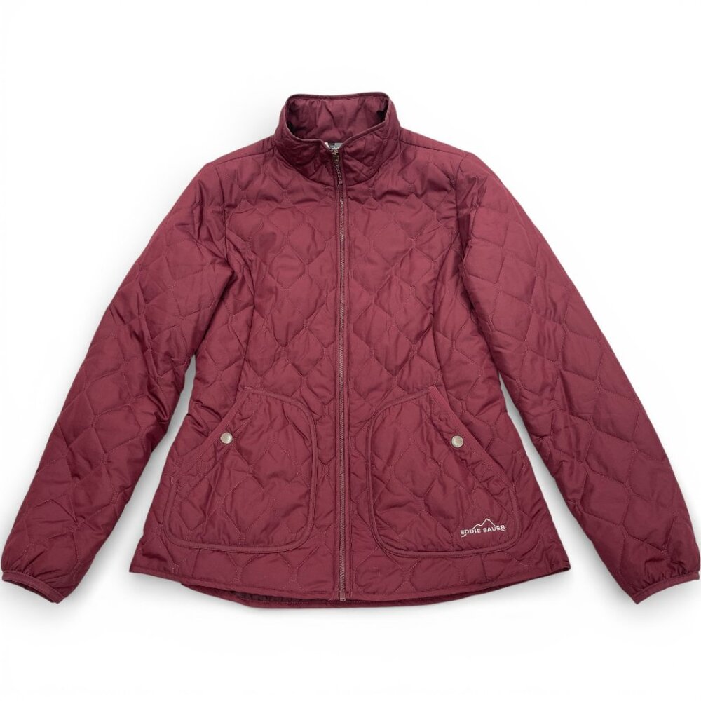 Eddie Bauer Quilted Light Weight Riding Burgundy Red Puffer Jacket Women's Small